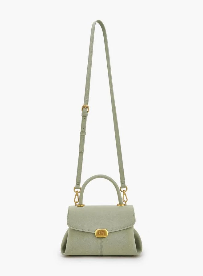 Celeste Suede Satchel Bag With Grab Handle